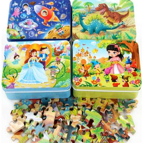 60 Pieces Wooden Puzzle Kids Toy Cartoon Animal Wood Jigsaw Puzzles Child Early Educational Learning Toys for Christmas Gift
