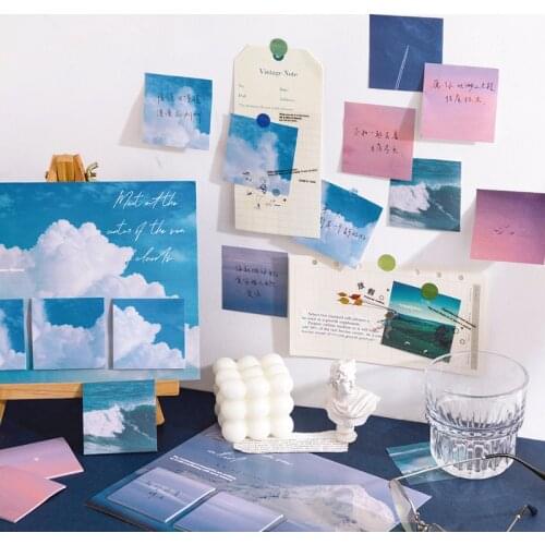 60PCS Sun Sea Clouds Mountain Daily Life Sticky Memo Pad Message Notes Decorative Notepad PaperStationery Office Supplies Gifts