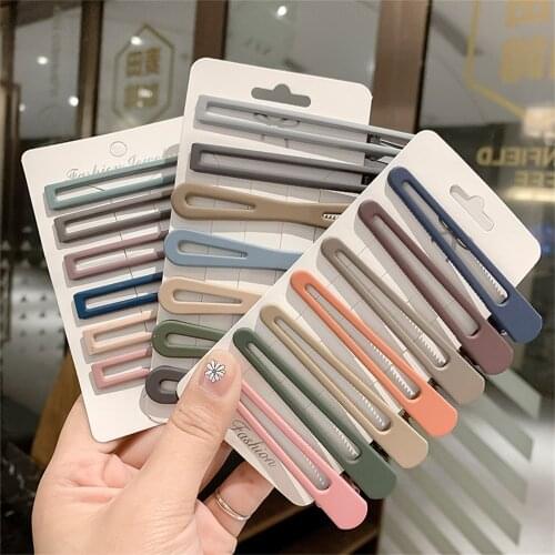 7pcs/Set Geometric Hairpins Solid Color Barrettes Girls Hairgrips Fashion Duckbill Hair BB Clip Women Cute Hair Accessories