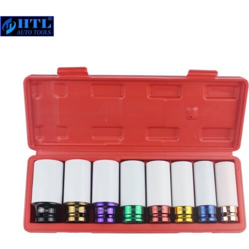 8pcs Thin Wall Alloy Wheel Nut Socket Master Kit 1/2 Drive 15mm 17mm 19mm 21mm 22mm 24MM 27MM 1/2" Dr