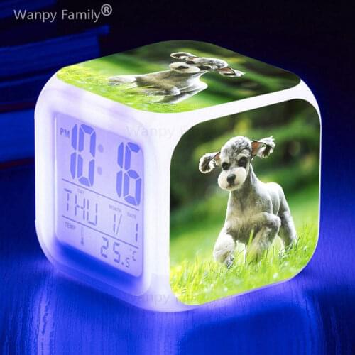 Cute Pet dog Alarm Clocks Large screen multifunction LED digital clock kids room touch sensing Luminous electronic alarm clock