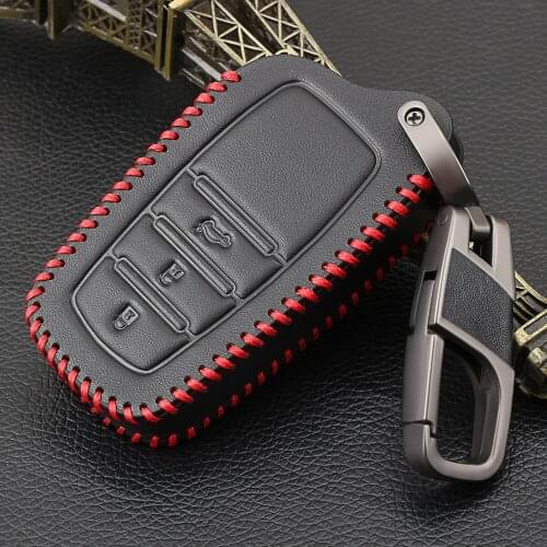 Black Leather Car Smart Key Cover Case For Toyota Camry Coralla Crown RAV4 Highlander 2015 3 Button Remote Key Protective Shell