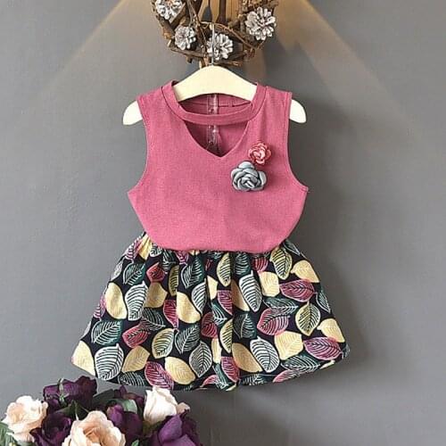 Kids Girls Clothing Sets Summer New Style Baby Girls Clothes Sleeveless T-Shirt+Pant Dress 2Pcs Children Clothes Suits
