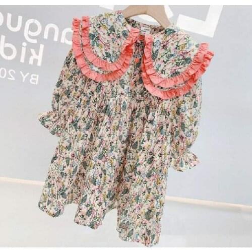 Girl Dress Kids Baby Clothes 2021 Lapel Spring Summer Toddler Beach Party Outfits Teenagers Uniform Dresses Cotton Children Clot