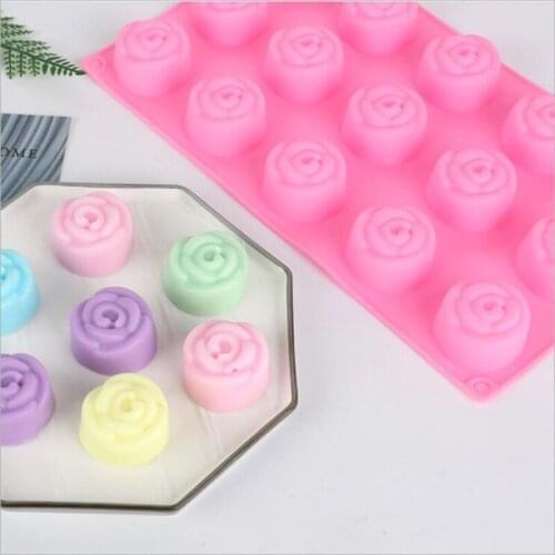 15 Holes Rose Flower Ice Cube Mold DIY Chocolate Jelly Candy Making Molds Fondant Cake Decoration Sugarcrafts Resin Crafts
