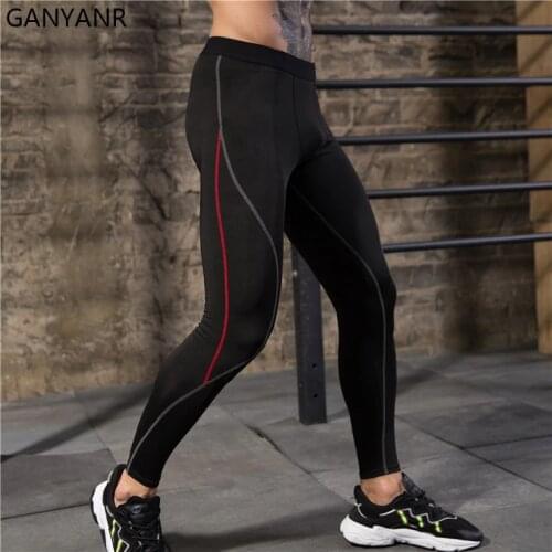 GANYANR Compression Pants Gym Sportswear Running Tights Men Legging Sport Sexy Basketball Yoga Fitness Workout Long Winter Track