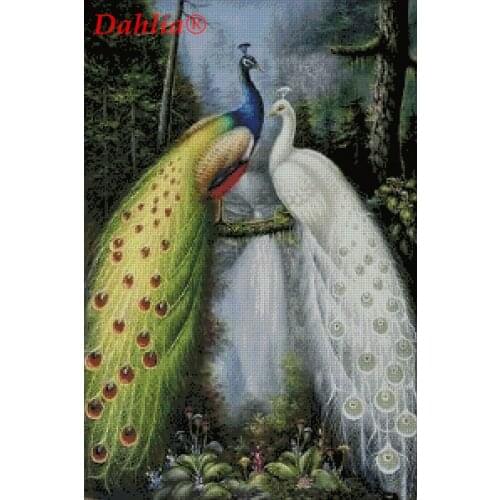 Peacock forest oil painting Needlework Arts Crafts Embroidery for DIY Aida Cross Stitch Kits 14CT Unprinted Home Decor Handmade