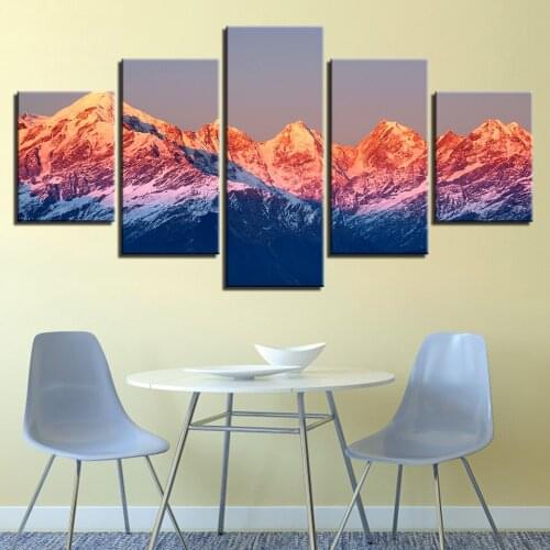 Natural Scenery Mountain Creative Five Pieces Canvas Printings Painting Home Wall Decor Framed Modern Space Art For Living Room