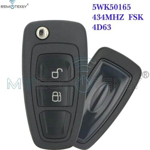 Remtekey 5WK50165 Flip key 2 button 434mhz FSK 4D63 80bit chip HU101 blade for Ford Ranger 2011 2012 2013 2014 2015