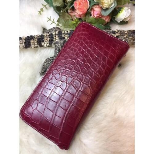100% genuine crocodile leather long size women wallet purss, zipper closure alligator skin lady clutch wallet bank card holder