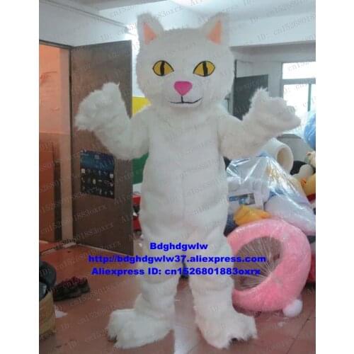 White Cat Kitten Mascot Costume Adult Cartoon Character Outfit Suit Closing Ceremony Customers Thanks Meeting zx1226