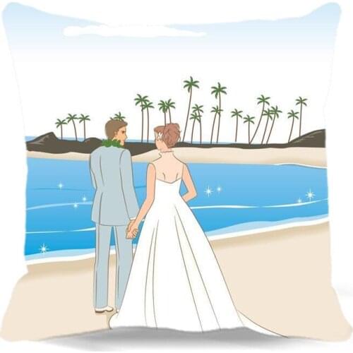 Wedding pattern Square 18" 5 size 9 style New Art illustration pillow case Cotton Polyester cushion cover