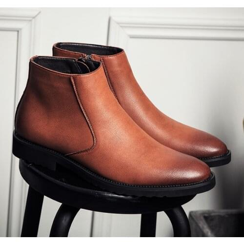 Men Pu Leather Lace-up Men Shoes High Quality Men Vintage British Military Boots Autumn Winter Plus Size gbn78