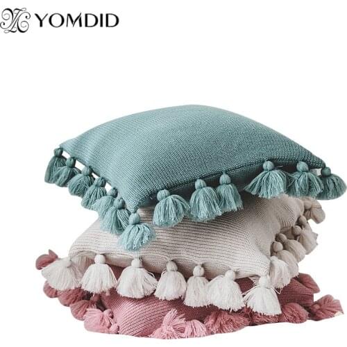 Home Decor Pillowcase 45x45cm Soft Cushion Cover with tassel Decorative Pillow Cover Sofa Car Knitted lantern ball Cushion Cover