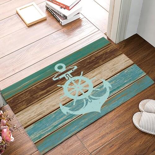 New Porch Welcome Doormat Marine Anchor Planks Retro Living Room Decoration Kitchen Bathroom Non-slip Floor Mat Door Mat