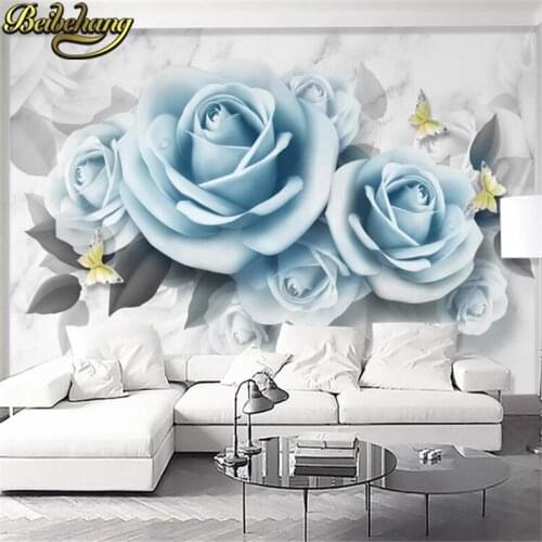 Beibehang Custom Tv background wallpaper murals papel de parede 3D photo mural wallpaper for wall Rose marble bedroom decor