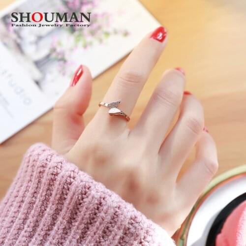 SHOUMAN Scrub 3D Butterfly Wedding Rings For Women Girls Rose Gold Color Top Brand Stainless Steel Engagement Jewelry