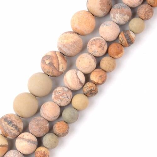 Wholesale Natural Dull Polish Matte Picture Jaspers Round Beads For Jewelry Making 6mm 8mm 10mm 12mm Pick Size 15inch Diy Beads