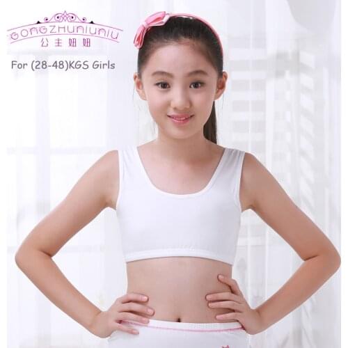 9-15Y Girl Solid White Color Cotton Training Bra Teenage Student Underwear Top Vest