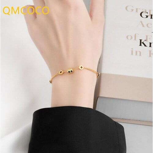 QMCOCO 925 Silver Korean Version Geometry Cylindrical Shape Zircon Bracelet Design Elegance Trendy Temperament Woman Jewelry