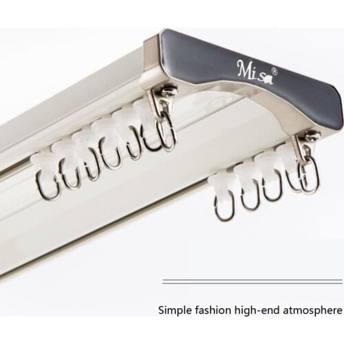 Luxurious Thick Unique Double Rails Design Straight Curtain Track Side Ceiling Installation Silence Curtain Rod Accessories