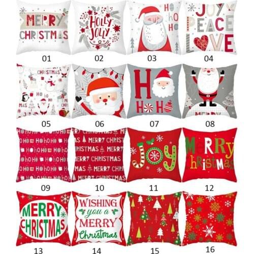Christmas Pattern Cushion Cover Cute Gift Decorative Pillow Covers for Home Sofa Polyester Throw Pillowcases 45*45cm