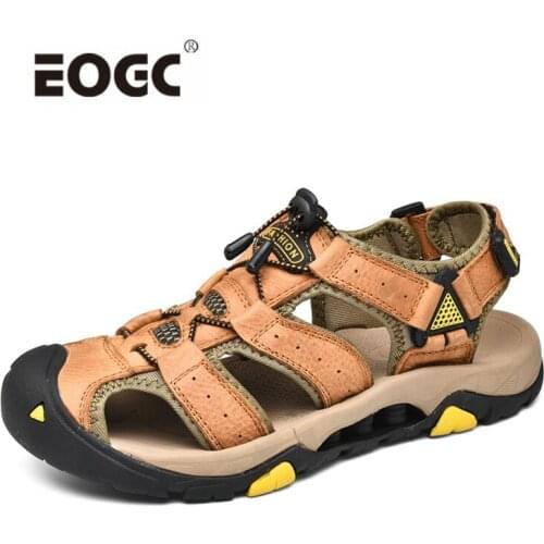 Genuine Leather Men Sandals Plus Size High Quality Outdoor Men Shoes Waterproof Beach Summer Shoes Men