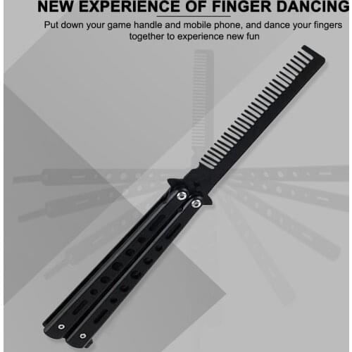 Foldable Comb Camping Stainless Steel Practice Training Butterfly Knife Comb Beard Moustache Brushes Hairdressing Styling Tool