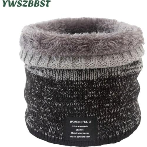 Unisex Gradient Color Knitted Winter Scarf Boys Girls Women Men Thick Scarf Elastic Muffler Plus Velvet Autumn Winter Baby Scarf