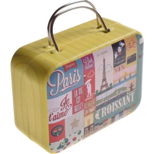 Vintage Suitcase Travel Case Mini Storage Box Metal Tin Jewelry Candy Coins Holder Box Case For Washi Tape Clip Badge