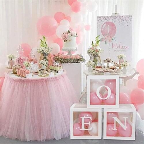 Baby Shower Decorations Boy Girl 12inch Transparent Box Wedding balloon Air First 1st Birthday Party Decorations Kids Ballon