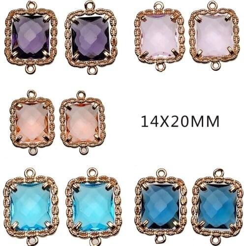 High quality 4p 20MM Charms Pendants accessories double hole Crystal beads necklace Earrings jewellery making findings supplier