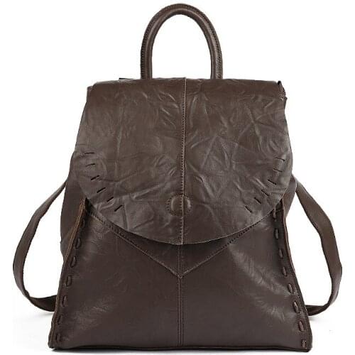 YourSeason Female Vintage Backpack 2021 Genuine Leather Womens Casual Cowhide Large Capacity Solid Color Travel Bags