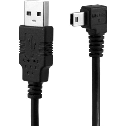 Zihan Mini USB B Type 5pin Male Left Angled 90 Degree to USB 2.0 Male Data Cable with Ferrite 3.0m