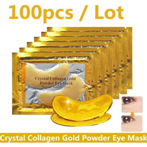 100Pcs Crystal Collagen Gold Powder Eye Mask Anti-Aging Dark Circles Acne Beauty Patches For Eye Skin Care Korean Cosmetics