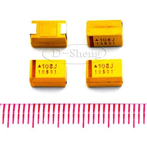 10pcs/SMD Tantalum capacitor 1000UF 6.3V E type 7343 108J 6V Polar Bile capacitor Yellow