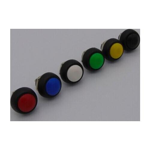 12mm Waterproof OFF-(ON) Momentary Round Push Button Switch Spring Return PBS-33B black/red/green/black/yellow/white