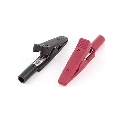 2pcs Miniature Insulated Test Alligator Clips to 2mm Banana Socket Jack