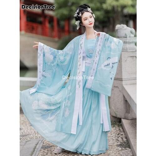 2021 ancient traditional chinese woman elegant hanfu coat fairy dress stage folk dance costume retro tang dynasty hanfu cloak