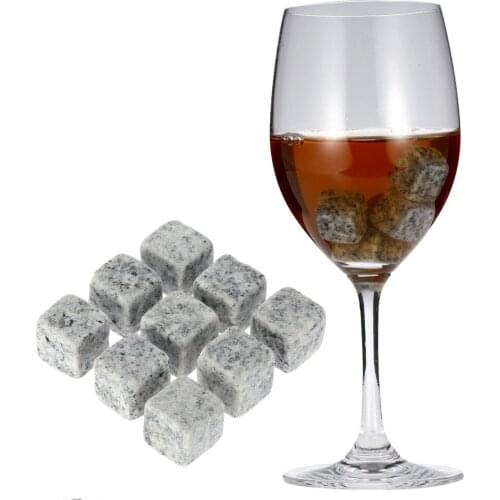 9pcs 18mm Nature Whisky Stones Wine Cooler Cubes Dink Beer Cooler Ice Whisky Rocks Granite with Pouch Christmas Gift