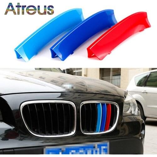Atreus 3pcs 3D Car Front Grille Trim Sport Strips Cover Stickers For BMW E46 2/4 door X3 G01 For BMW 3 series GT F34 Accessories