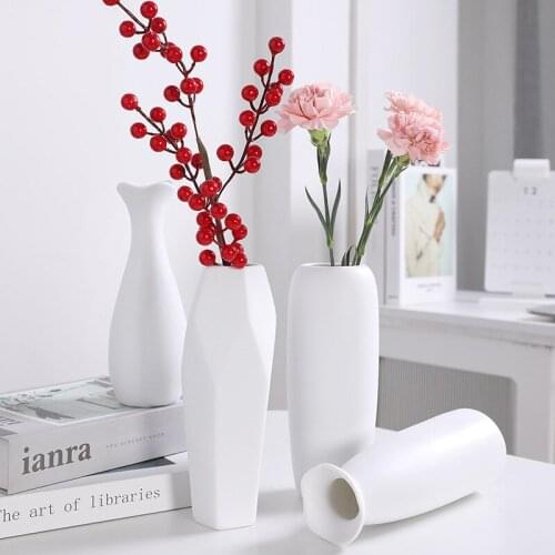 Snow White Ceramic Vase - Flower Vase for Modern Table Shelf Home Decor, Fit for Fireplace Bedroom Kitchen Living Room