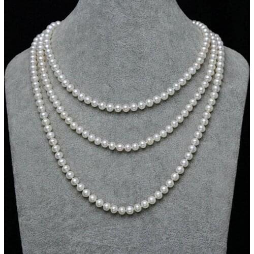 Free shipping jewelry LONG NEW genuine AAA 7-8 mm white cultured freshwater pearl necklace bracelet