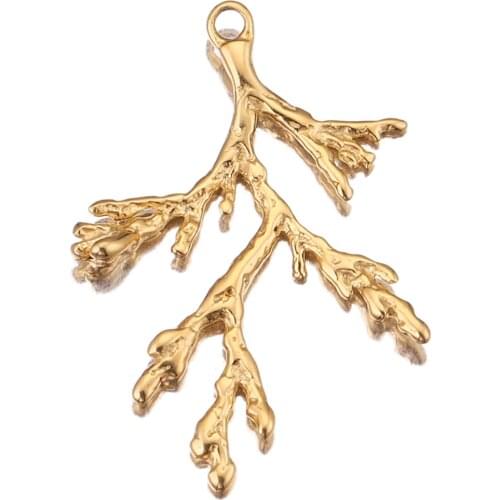 5pcs/lot Stainless Steel Gold Tree Branch Connector Necklace Pendant DIY Handmade Earring Charms Dangle Wholesale Jewelry Making