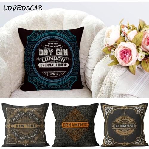 Gamer Black Pub Bar Rock Whiskey Alcohol Liquor Symbol Decor Pillow Case Nordic Design Sofa 40 45 50 Cushion Cover Geek Gothic