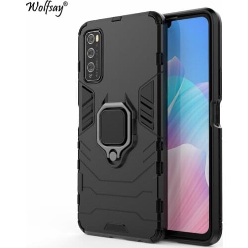 Wolfsay for Huawei Enjoy Z Case, EnjoyZ 2020 Car Holder Armor Cases Hard PC & Soft Silicone Cover for Huawei Enjoy Z With Magnet
