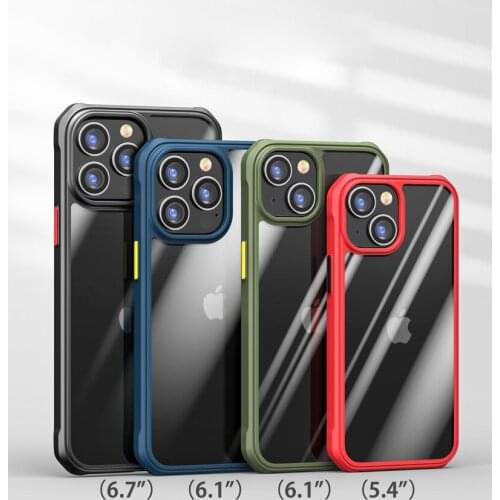 Transparent Acrylic Armor Case For iPhone 12 11 Pro XS Max Mini XR X 7 8 Plus SE 2020 Silicone Frame Shockproof Back Cover