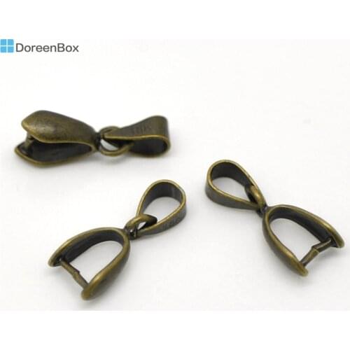 Doreen Box Lovely Antique Bronze Pinch Clip Bail Beads 17x7mm(5/8"x1/4"), sold per lot of 25 (B16911)