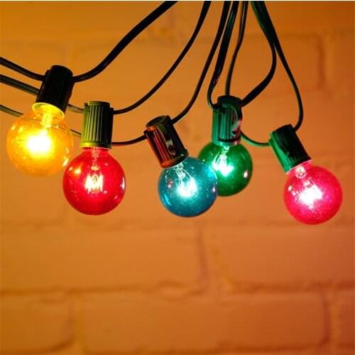 7.5M 25PCS G40 Multicolor Globe Bulbs Fairy String Light E12 Outdoor Christmas Wedding Party Globe Ball Garland Light
