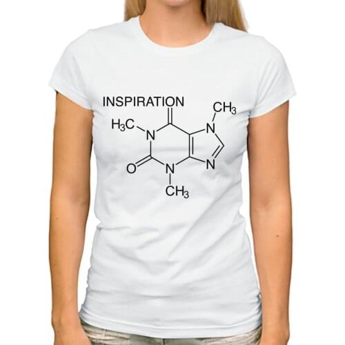 JOLLYPEACH BRAND caffeine Molecular formula inspiration funny tshirt women new white casual short sleeve femme geek t shirt